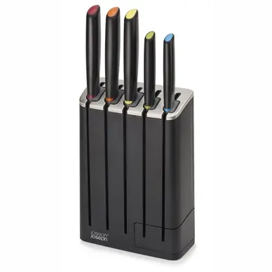 SlimBlock met Set van 5 Elevate Messen - Zwart - Joseph Joseph